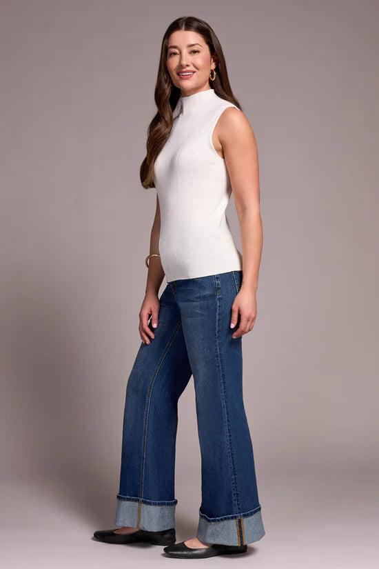 Textured Sleeveless Mock Neck Sweater