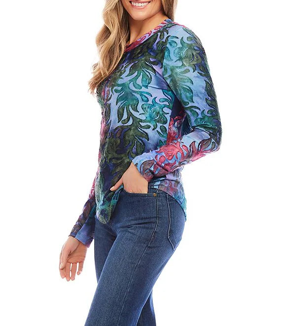 Knit Burnout Crew Neck Top