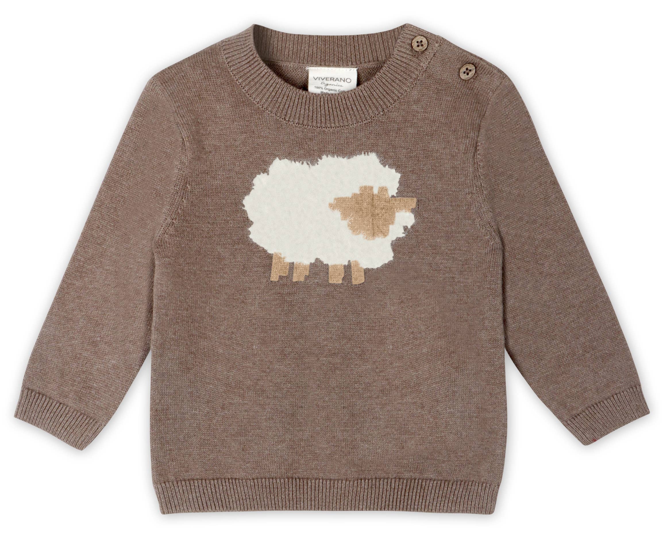 Brown sweater with a sheep design on a white background