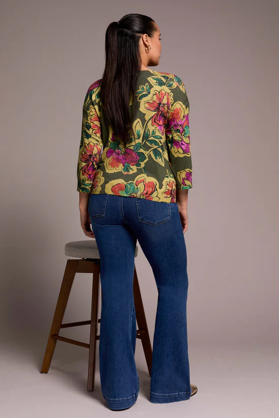 Three-Quarter Sleeve Crewneck Sweater