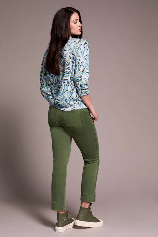 Three-Quarter Sleeve Crew Neck Sweater