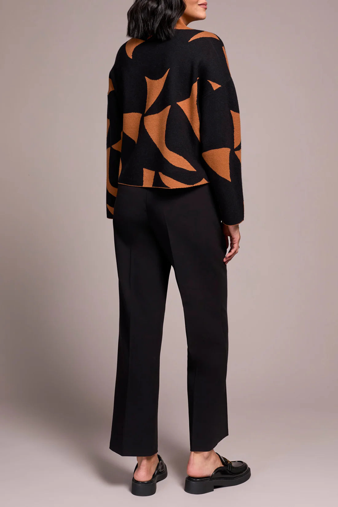 Mock Neck Abstract Sweater