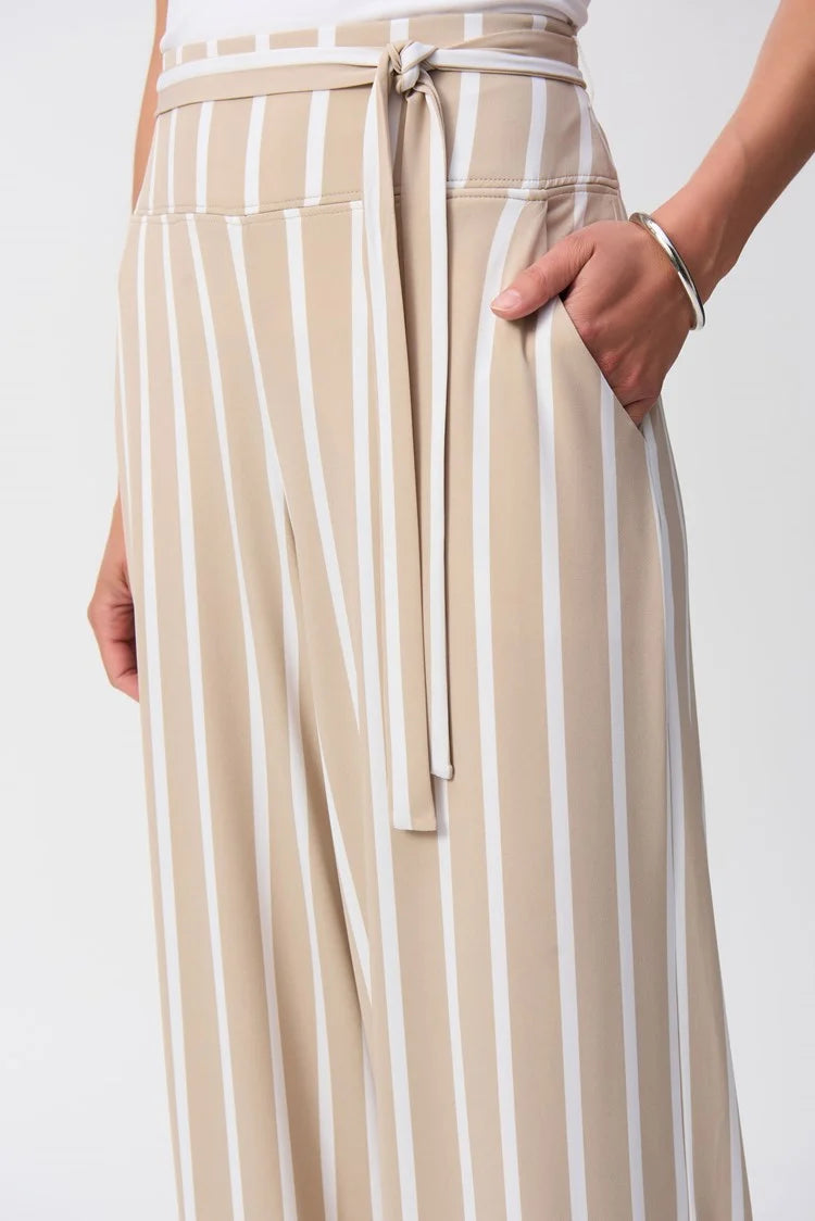 Striped Silky Knit Wide-Leg Pants