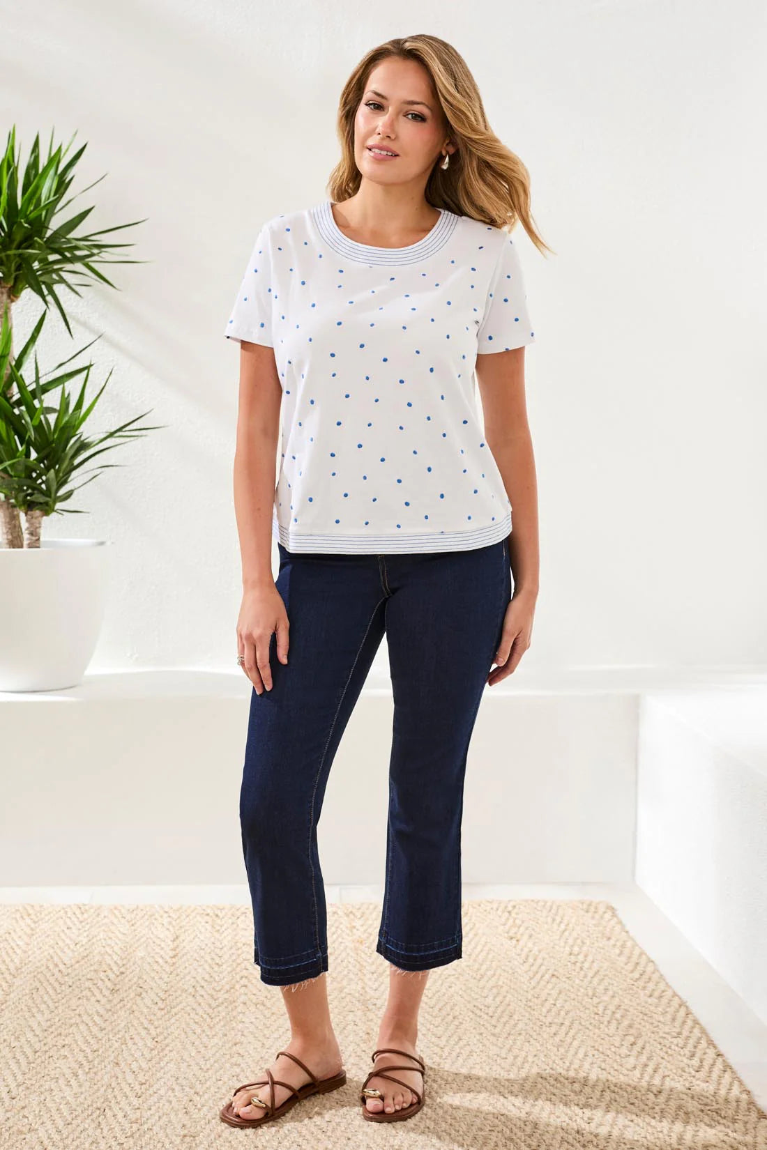 Embroidered Polka Dot Knit Top*