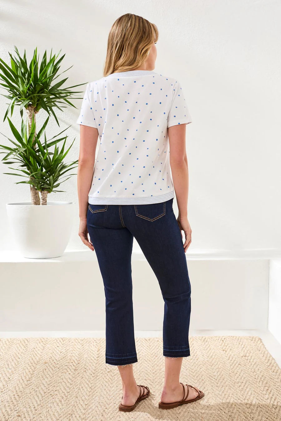 Embroidered Polka Dot Knit Top*