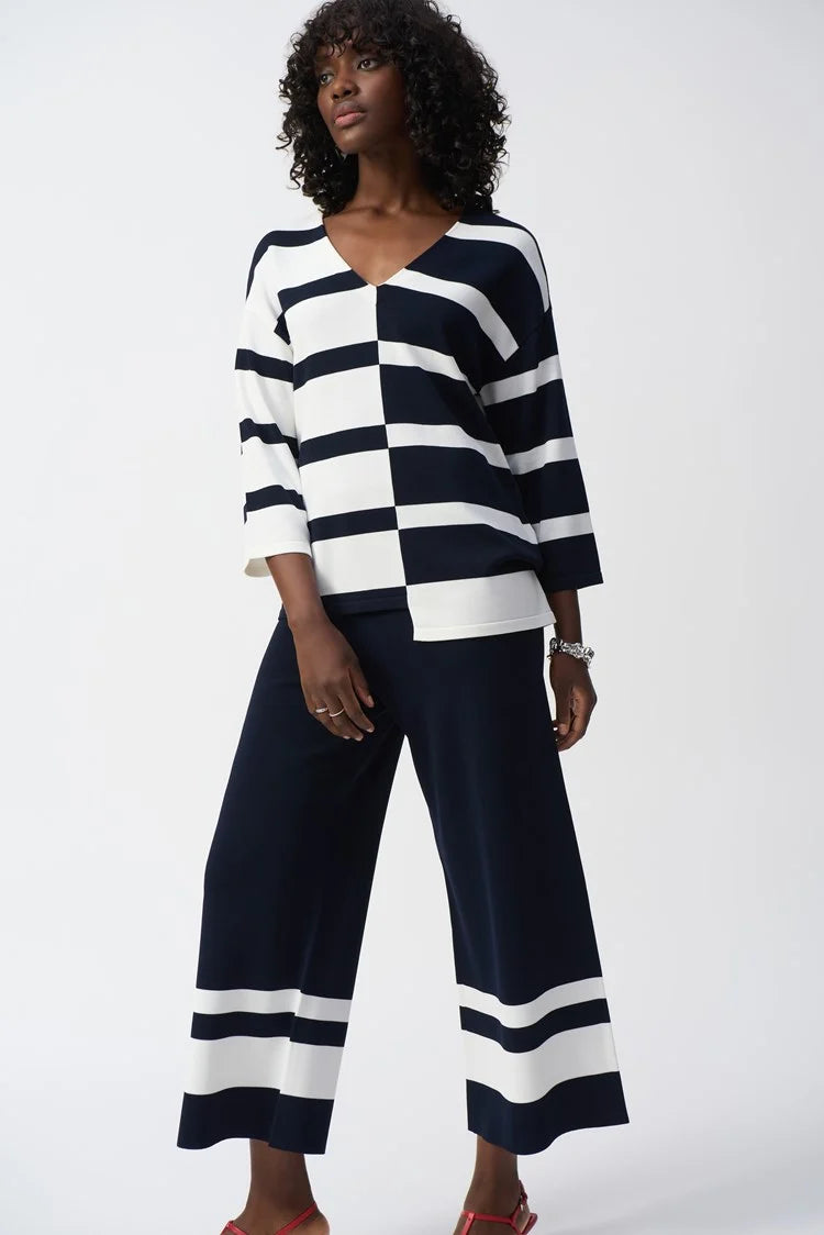 Casual Striped V-neck Pullover