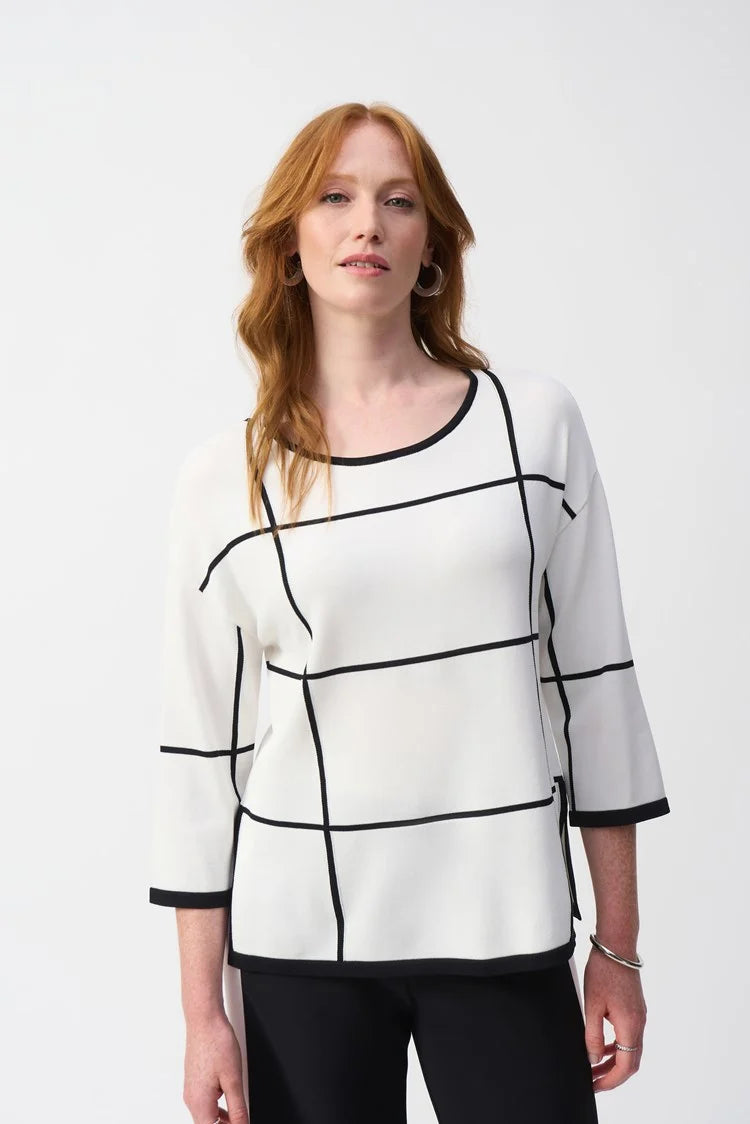 Geometric Casual Scoop Neck Pullover