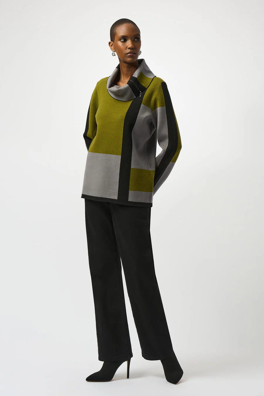 Geometric Cowl Neck Sweater