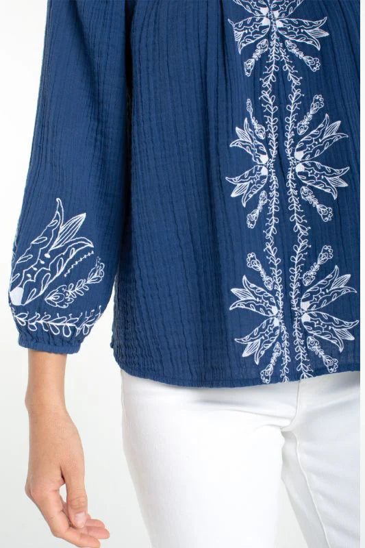 Liverpool Embroidered 3/4 Sleeve Top