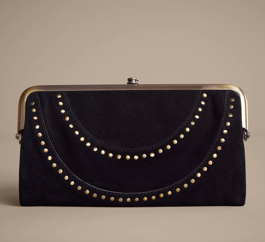 Lauren Studded Suede Clutch