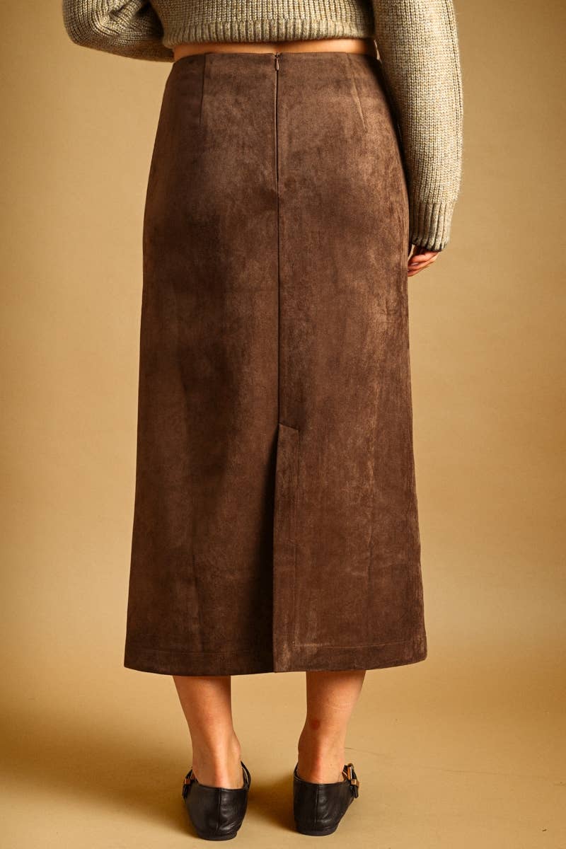 SUEDE STRAIGHT SKIRT