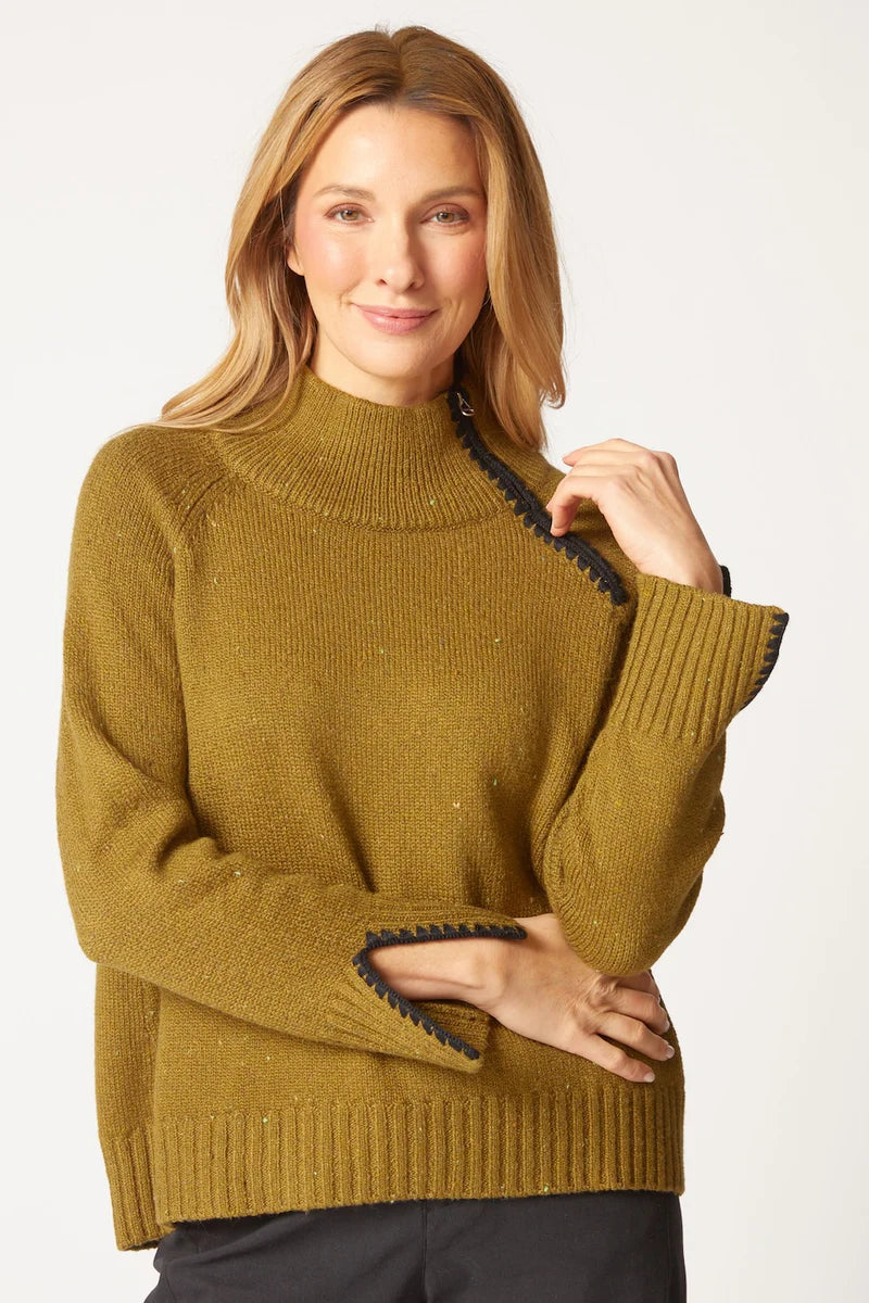 Harvest Tweed Zip Neck Sweater