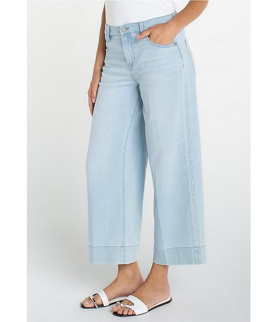 Liverpool Stride Wide Leg Embroidered Jeans