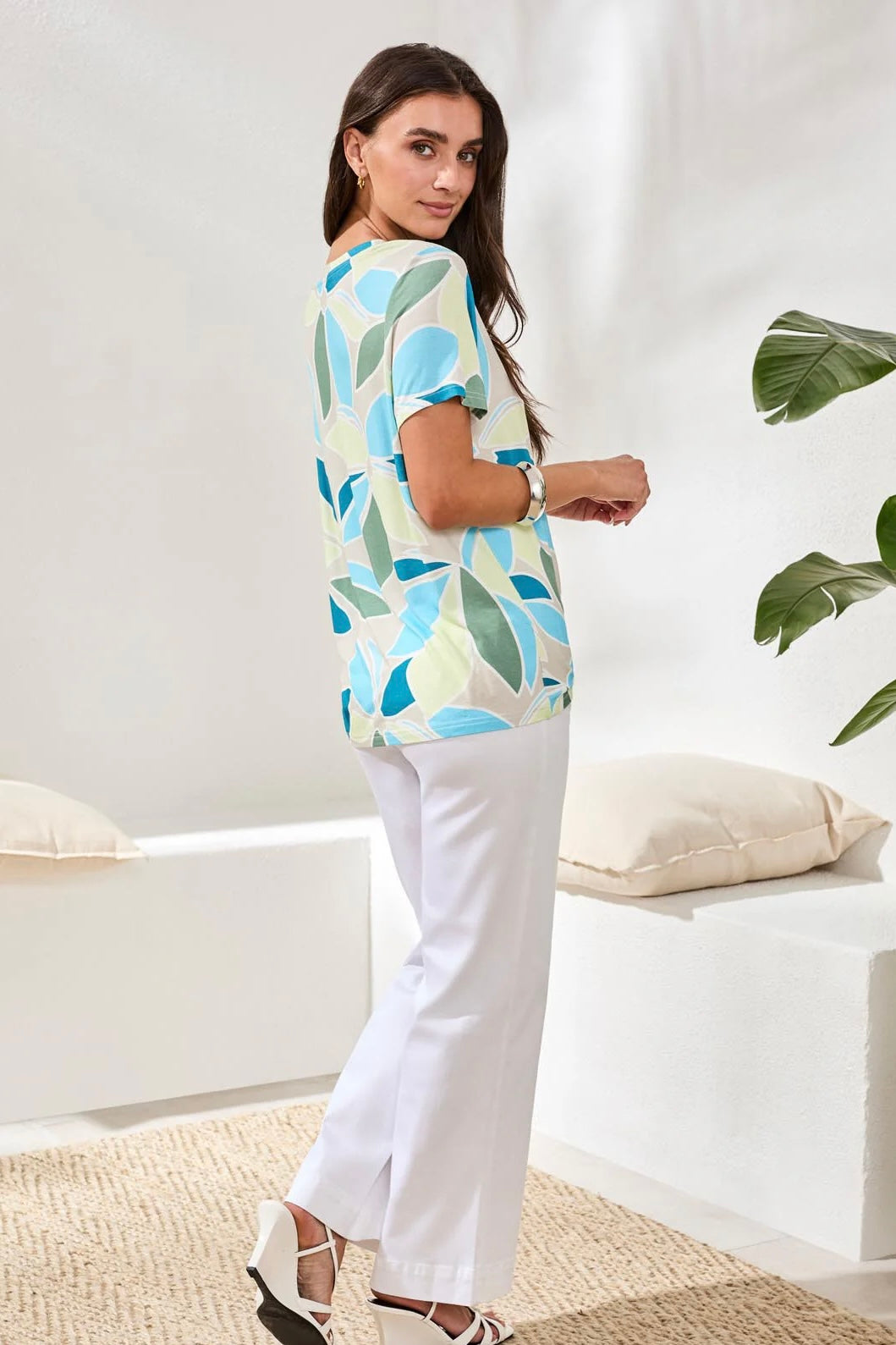 Tribal Combed Cotton V-Neck Top