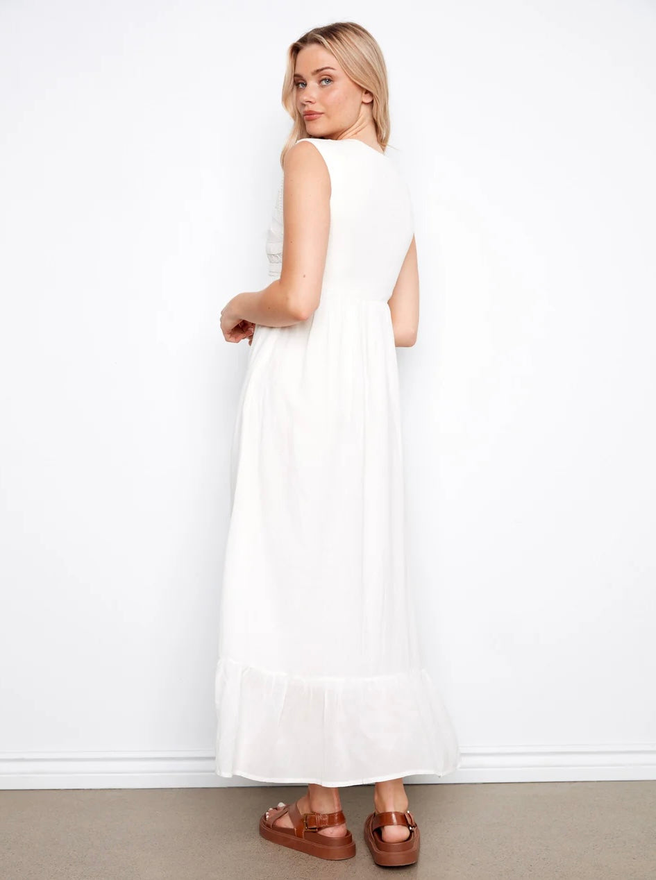 Charlie B Embroidered Cotton Blend Maxi Dress