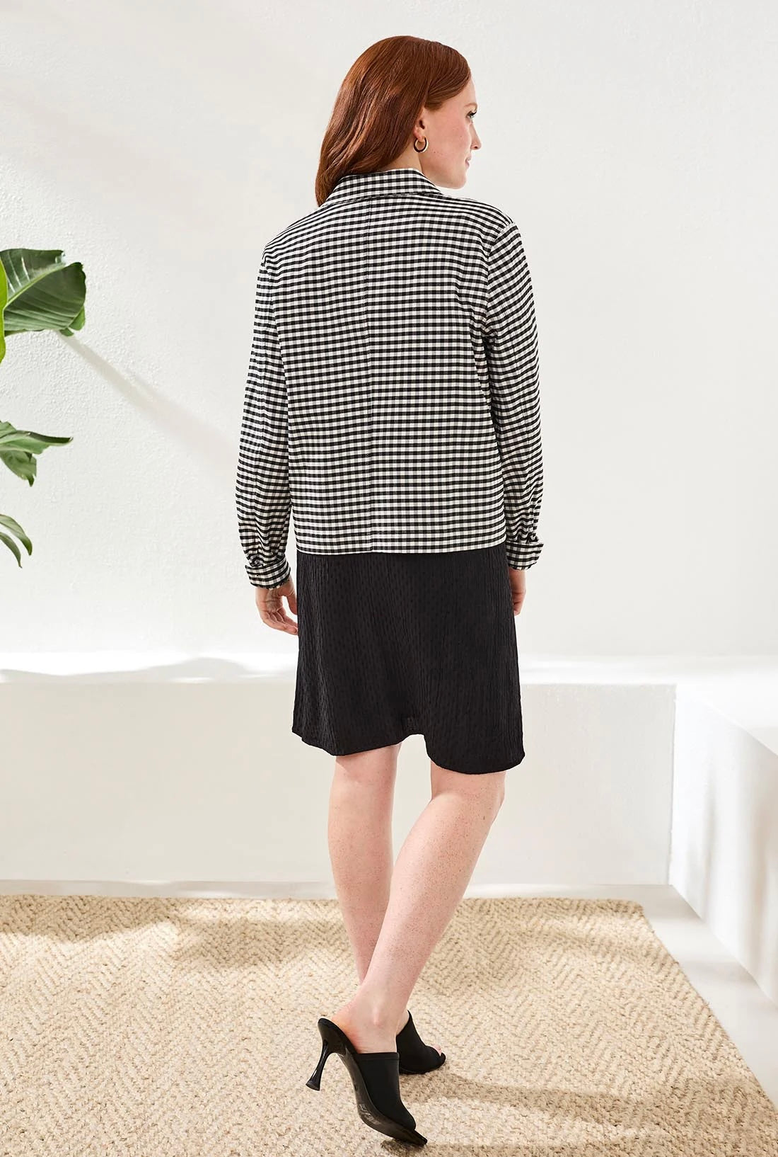 Tribal Gingham Button Front Jacket With Pockets