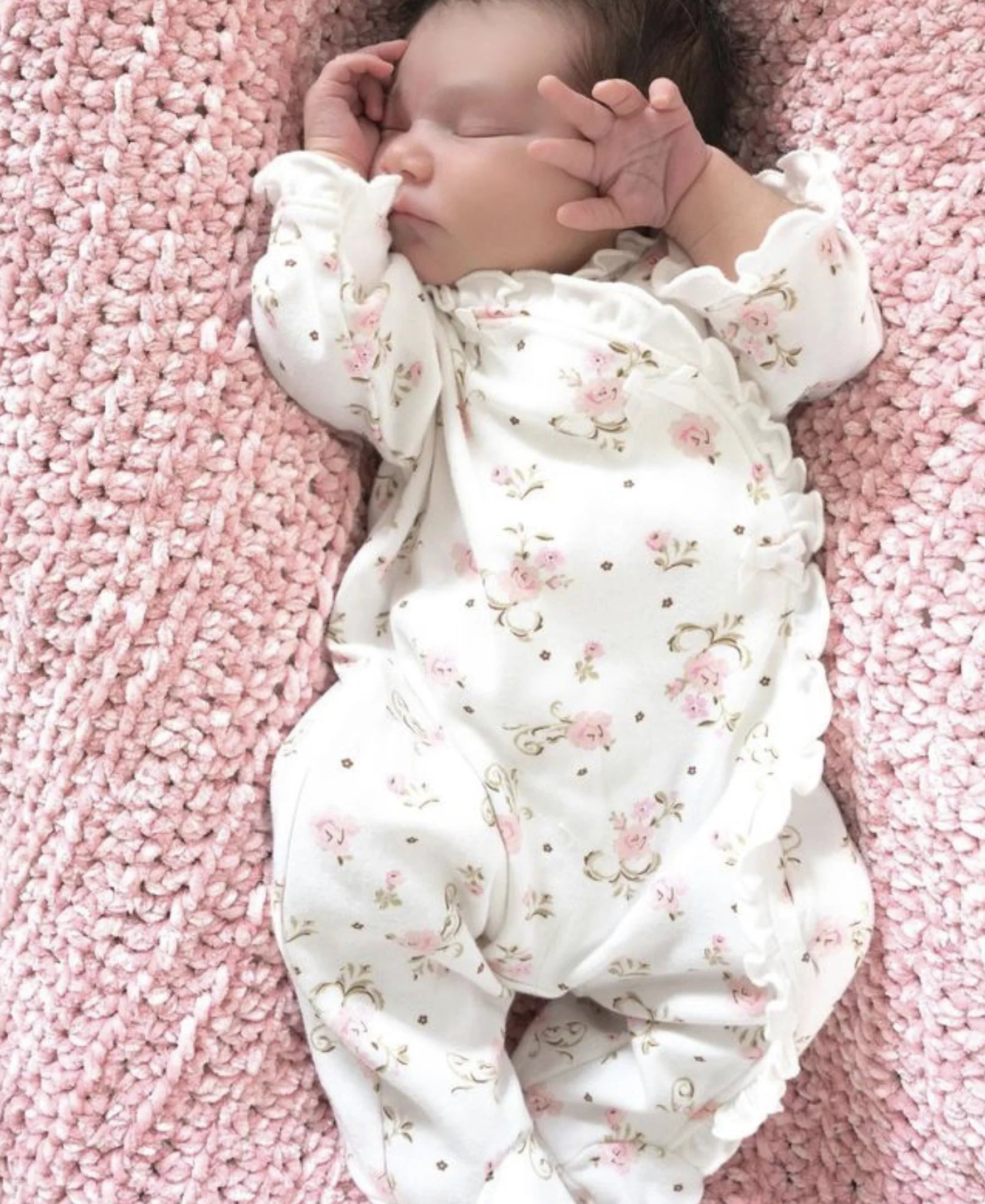 Little Me Vintage Rose Footie & Hat