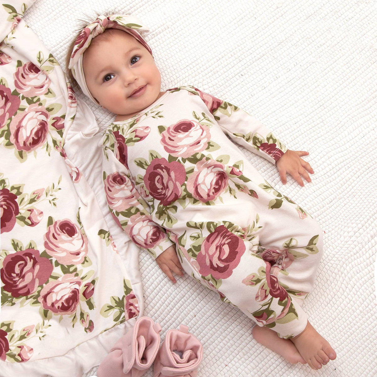 Cabbage Rose Baby Romper - OLIVIA'S