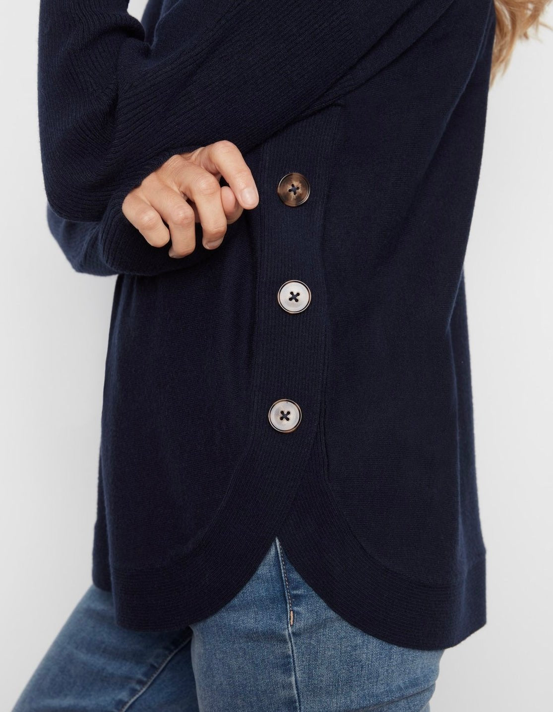 Charlei B Women's Boat Neck Sweater With Side Buttons - OLIVIA'S