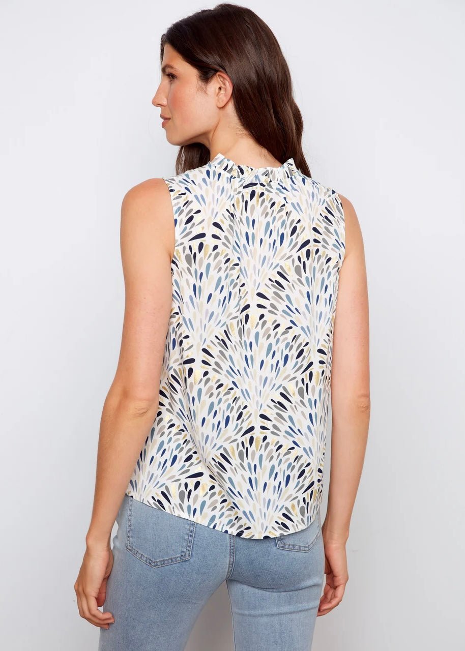 Charlie B Printed Sleeveless Ruffle Neck Top - OLIVIA'S