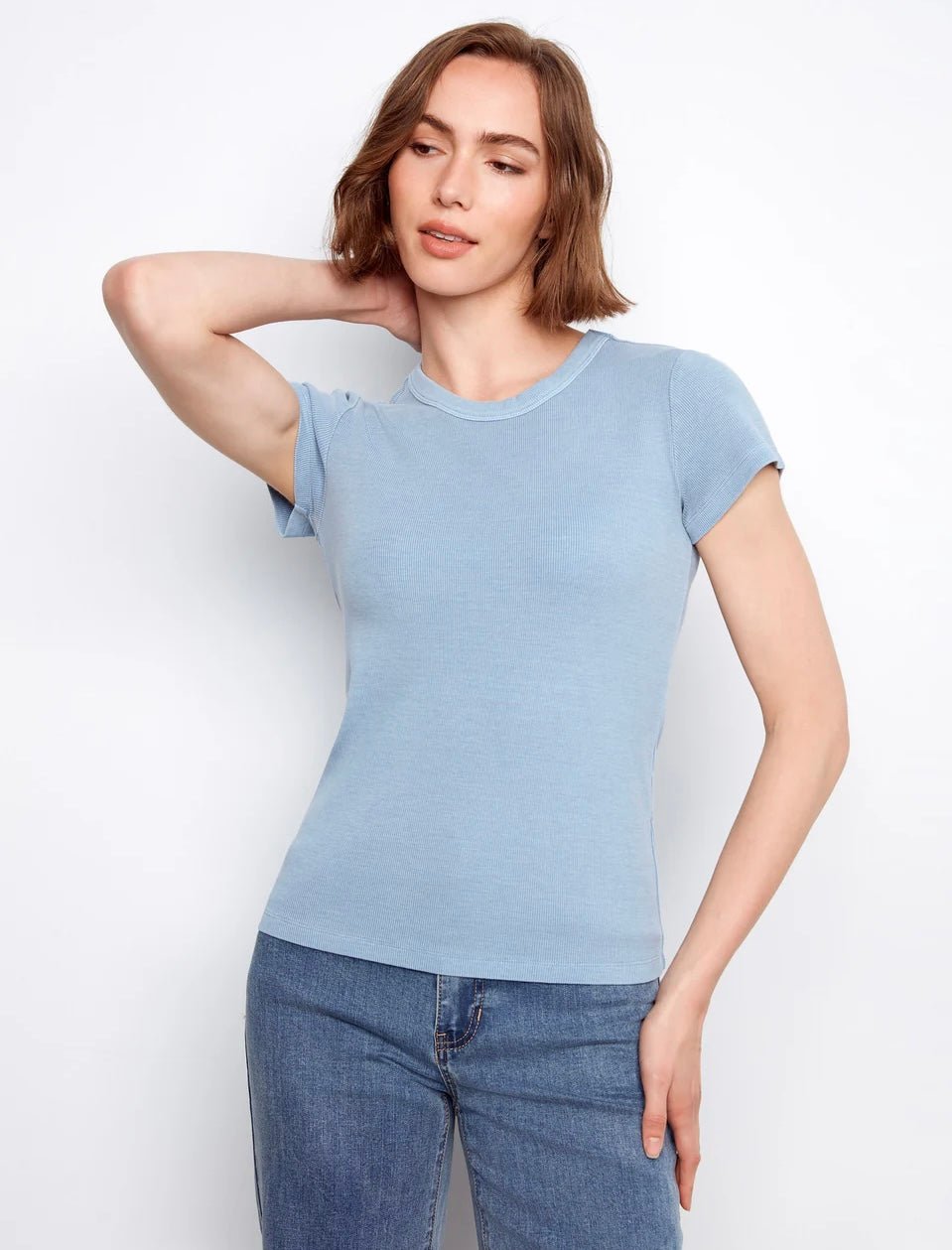 Charlie B Tencel Ribbed Crew Neck T - OLIVIA'S