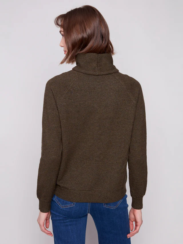 Textured Cowl Neck Sweater