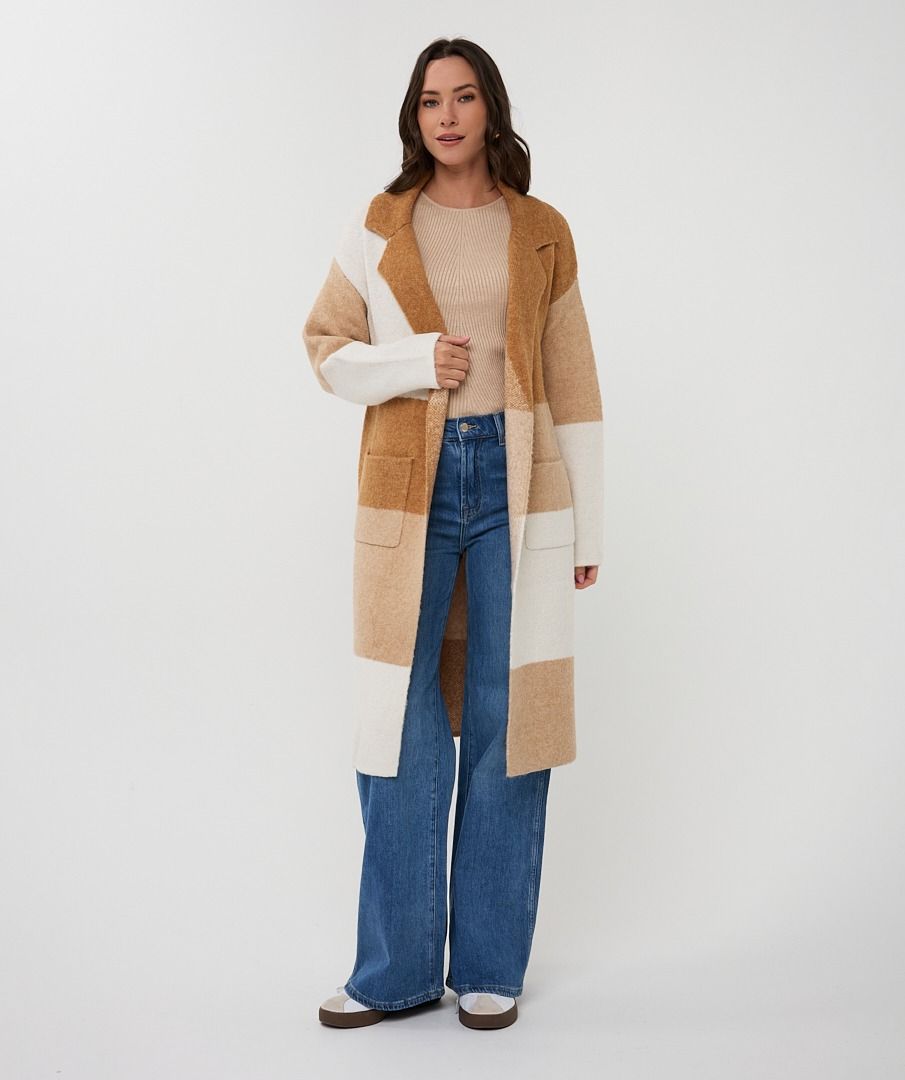 Long Color Block Cardi