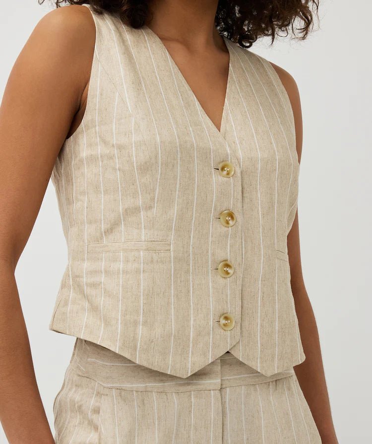 Gilet Linen Stripe Vest - OLIVIA'S