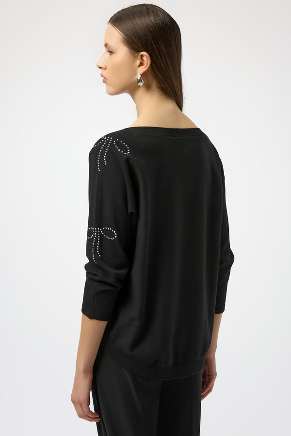 Embellished Boat Neck Pullover