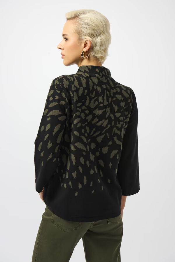 Animal Print Mock Neck Pullover