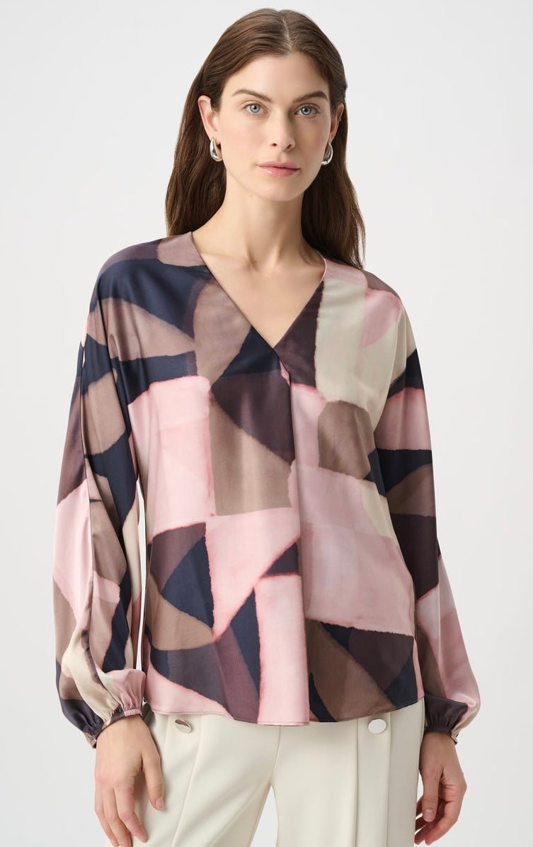 Joseph Ribkoff Women's Geometric Print Satin Top - OLIVIA'S