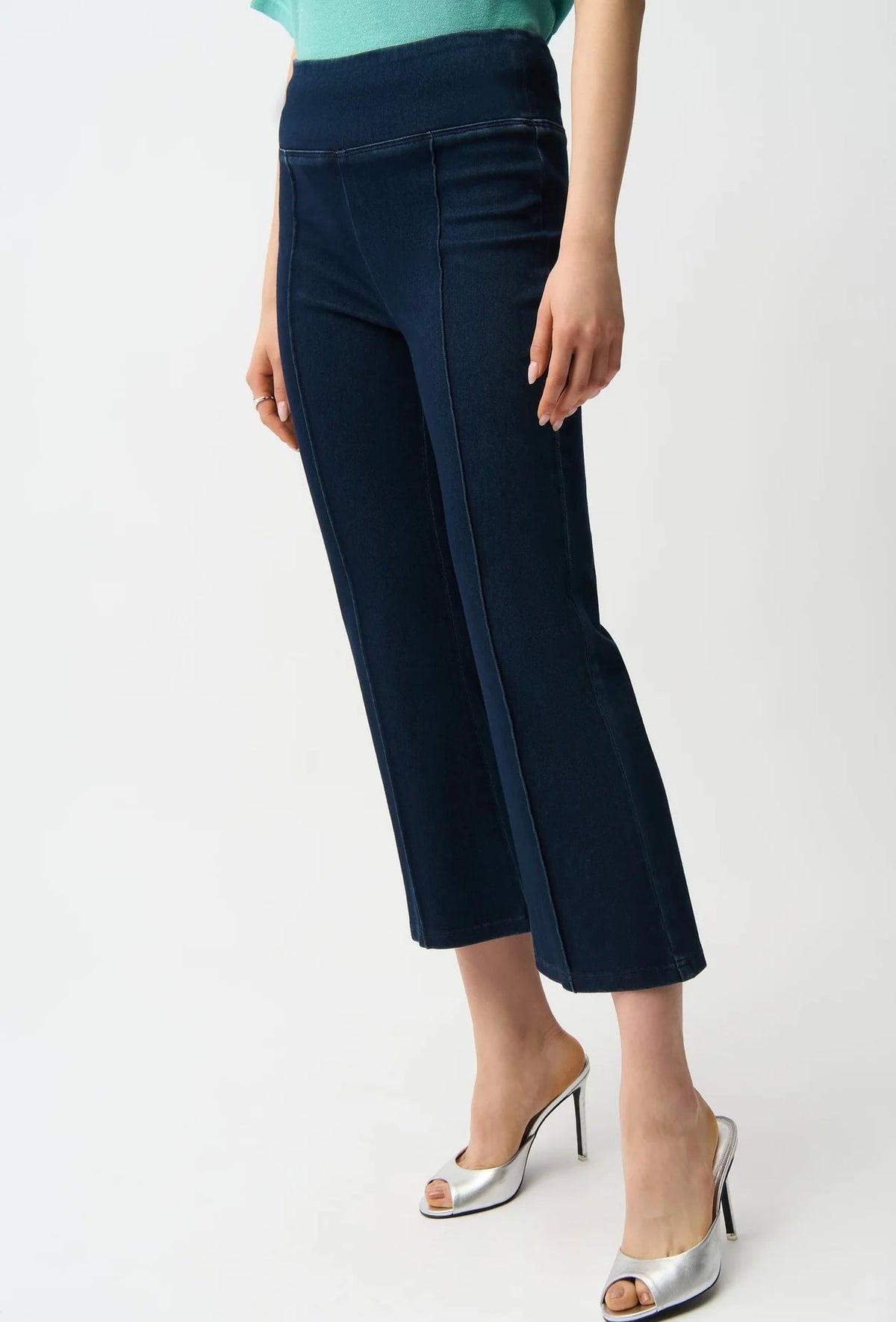 Joseph Ribkoff Women's Knit Denim Cropped Flare Pant - OLIVIA'S