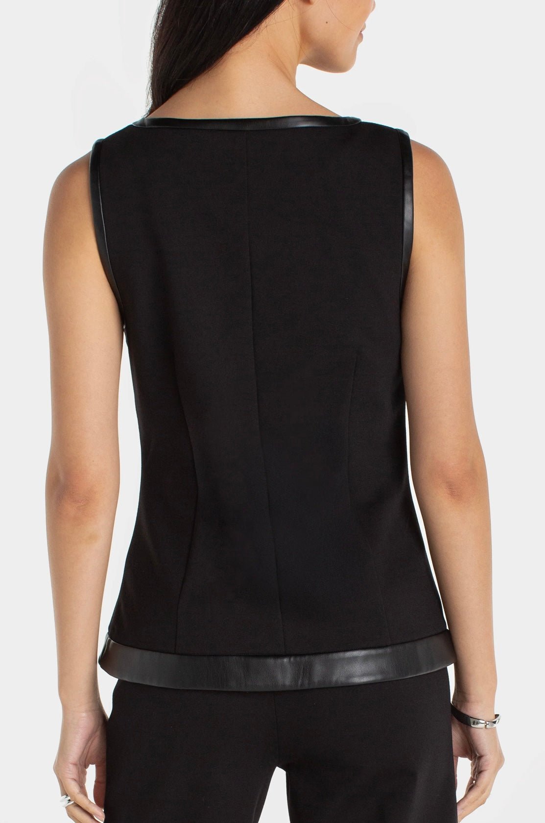 Liverpool Boatneck Vest W/ Faux Leather Trim - OLIVIA'S