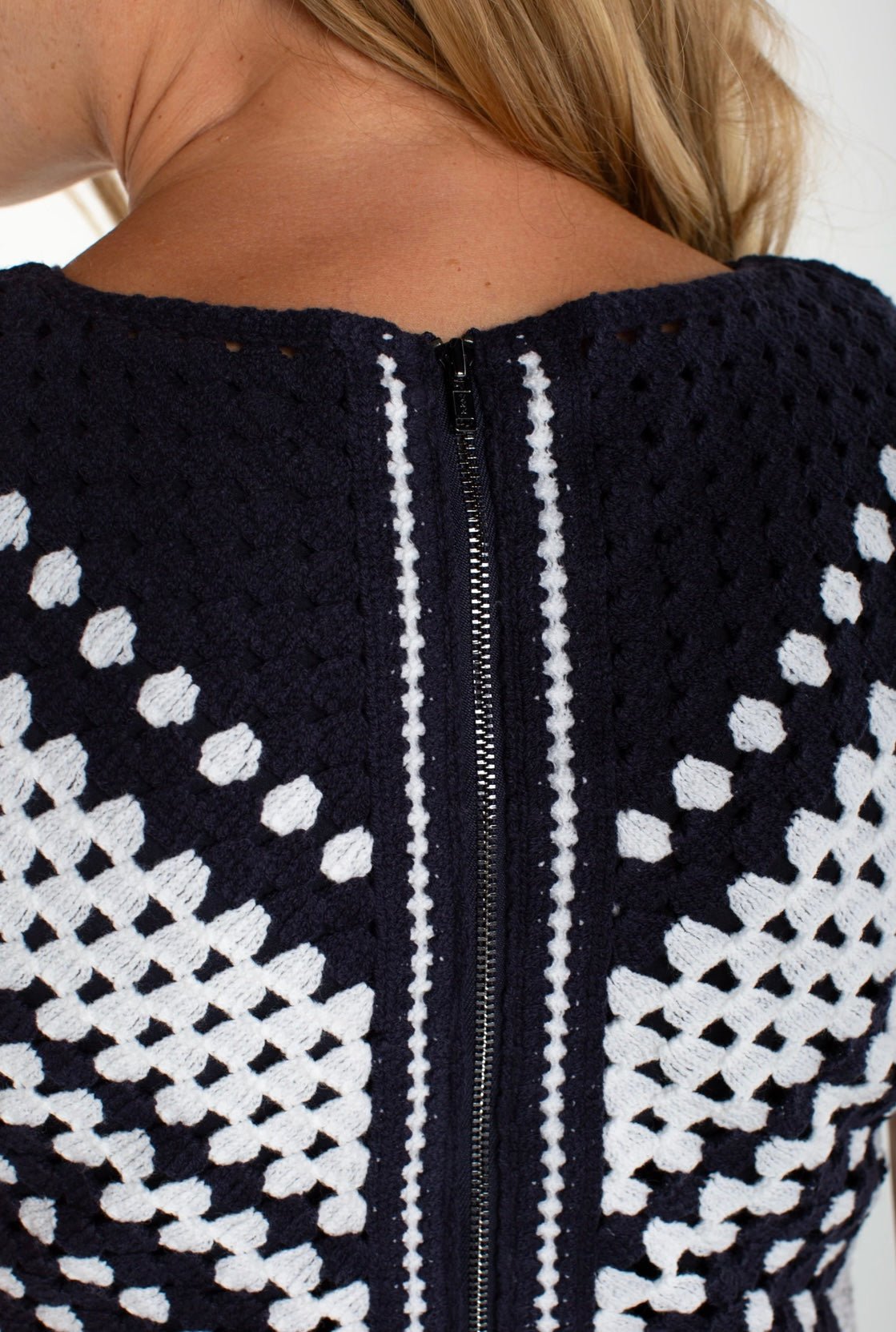 Liverpool Sleeveless V-Neck Crochet Dress - OLIVIA'S