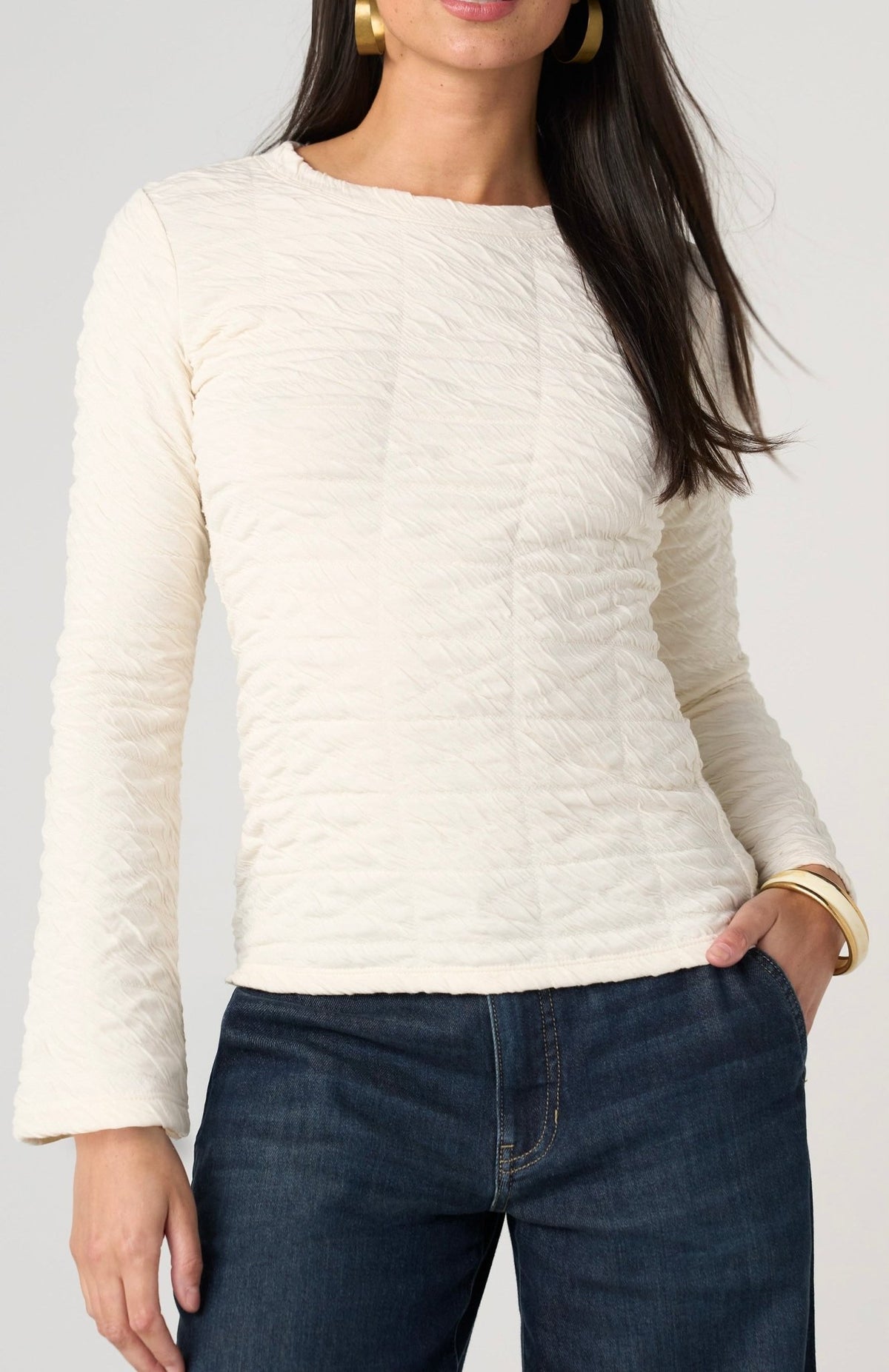 Liverpool Women's Long Flare Sleeve Crew Neck Knit Top - OLIVIA'S