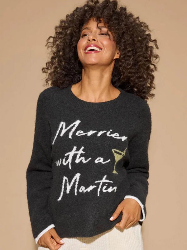 Merrier With Martini Snuggle Sweater - OLIVIA'S