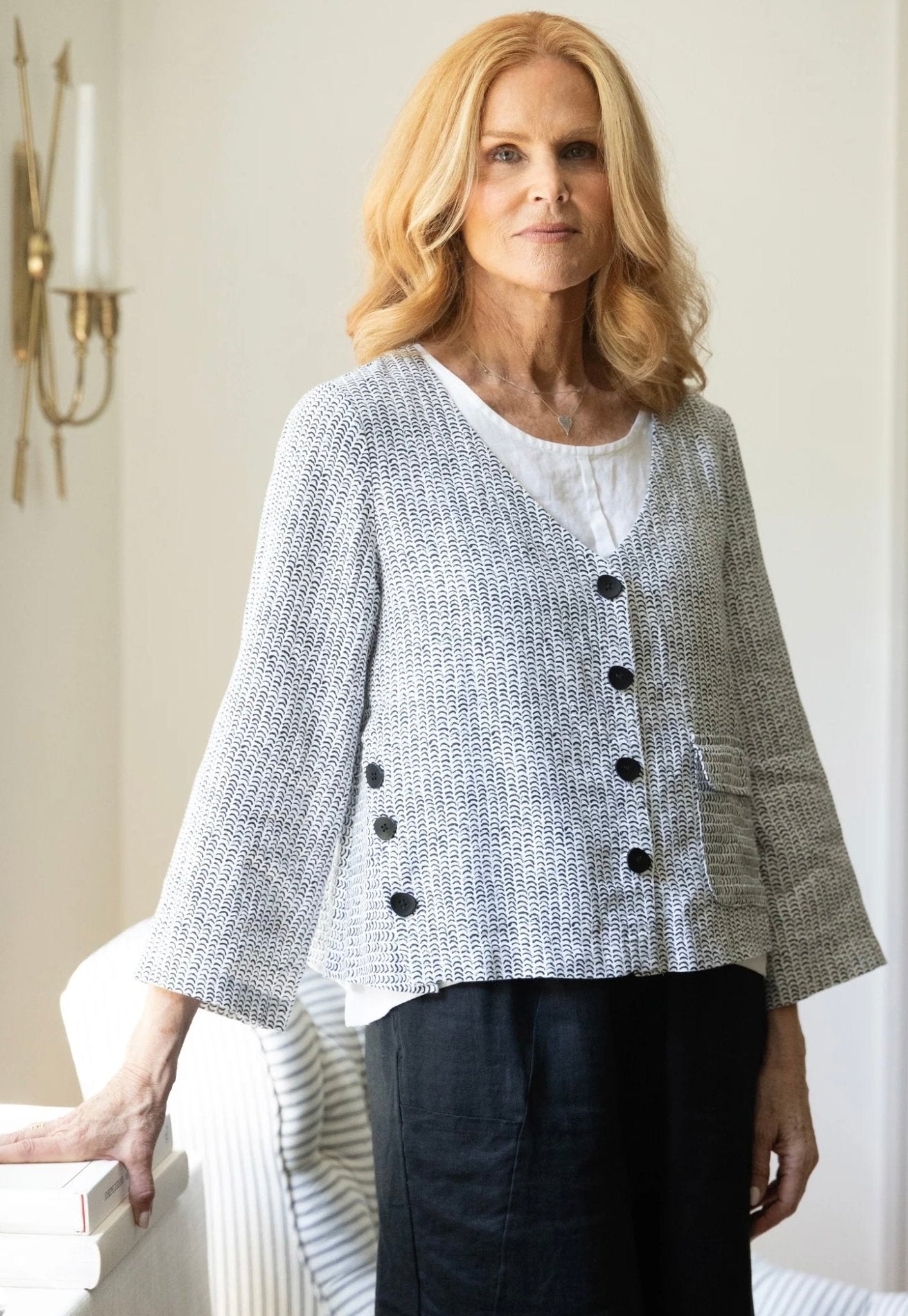 Olivia Women's Flax Stripe Button Jacket - OLIVIA'S