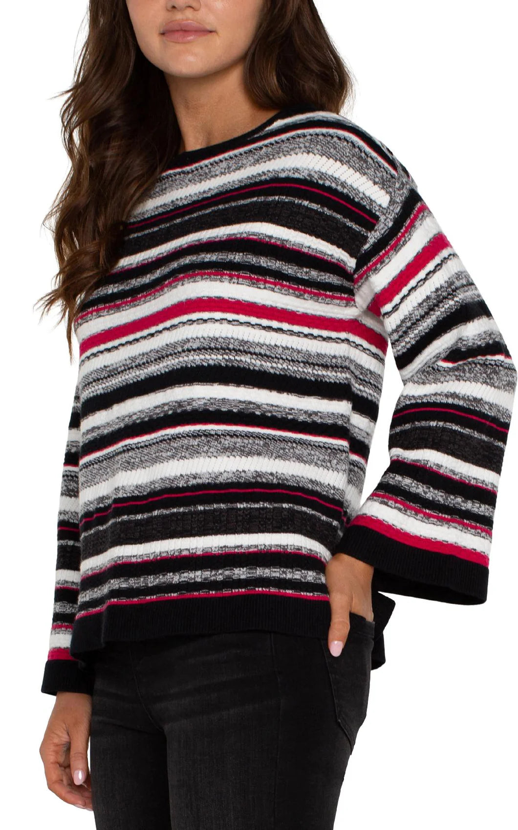 Boatneck Textured Stripe Sweater *