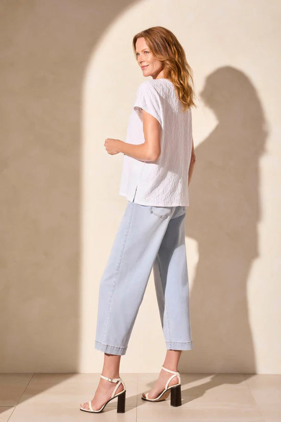Pucker Knit Top White