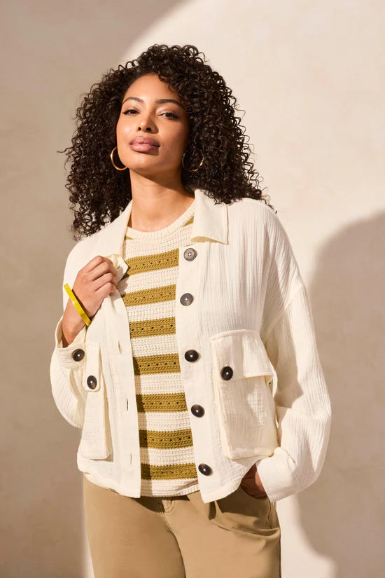 Cotton Gauze Button-Up Jacket