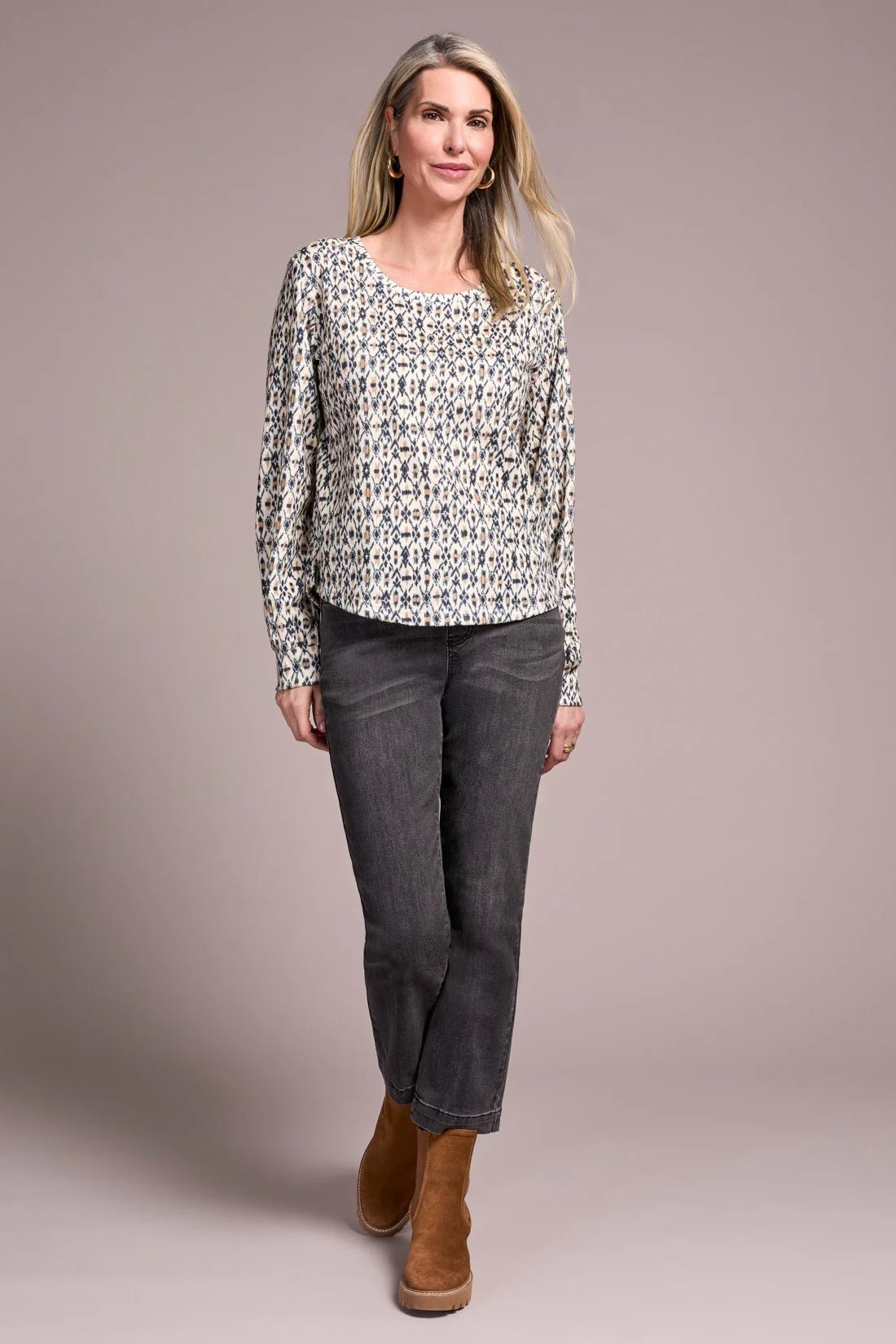 Tribal Crew Neck Knit Top - OLIVIA'S
