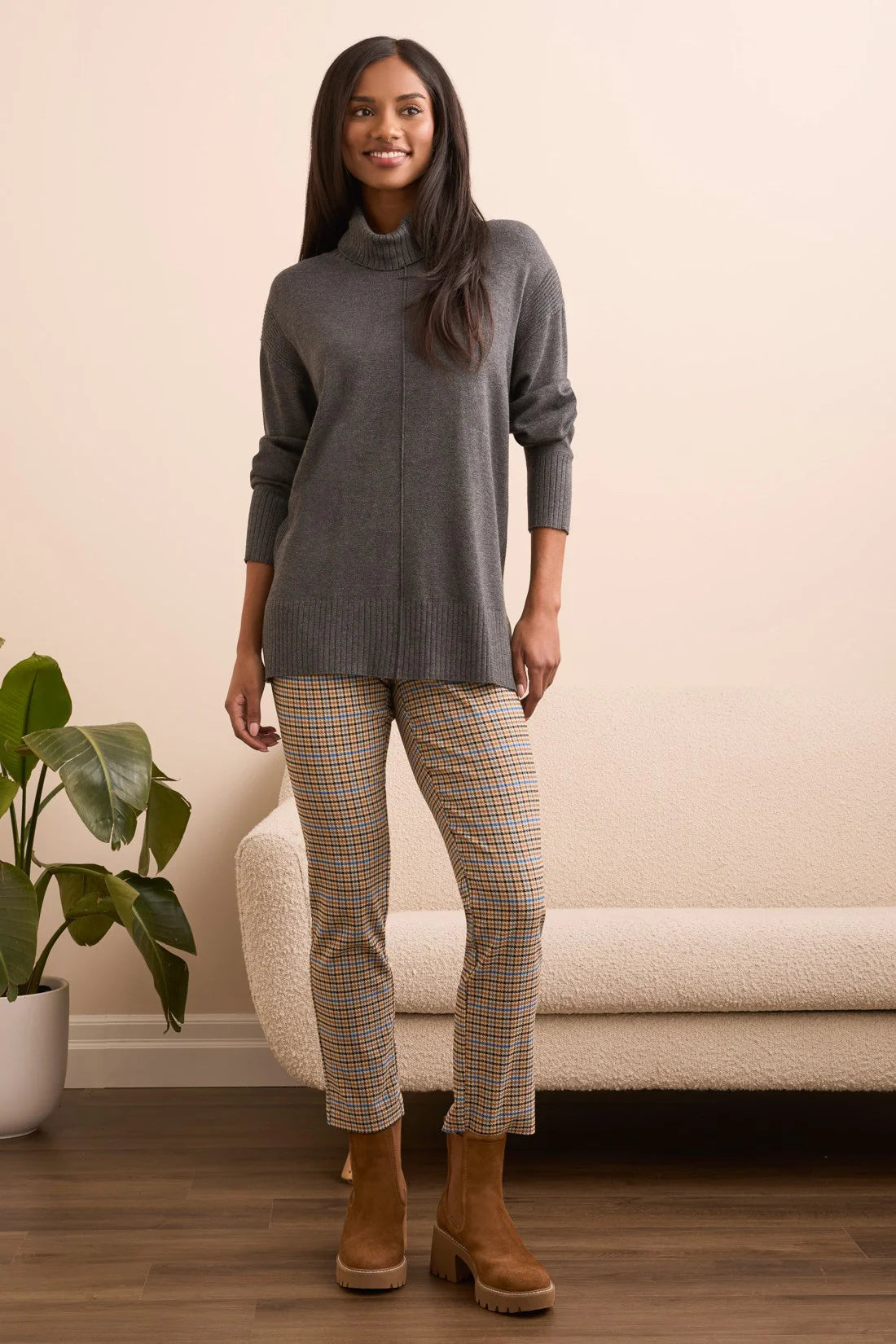 Drop Shoulder Turtle Neck Sweater