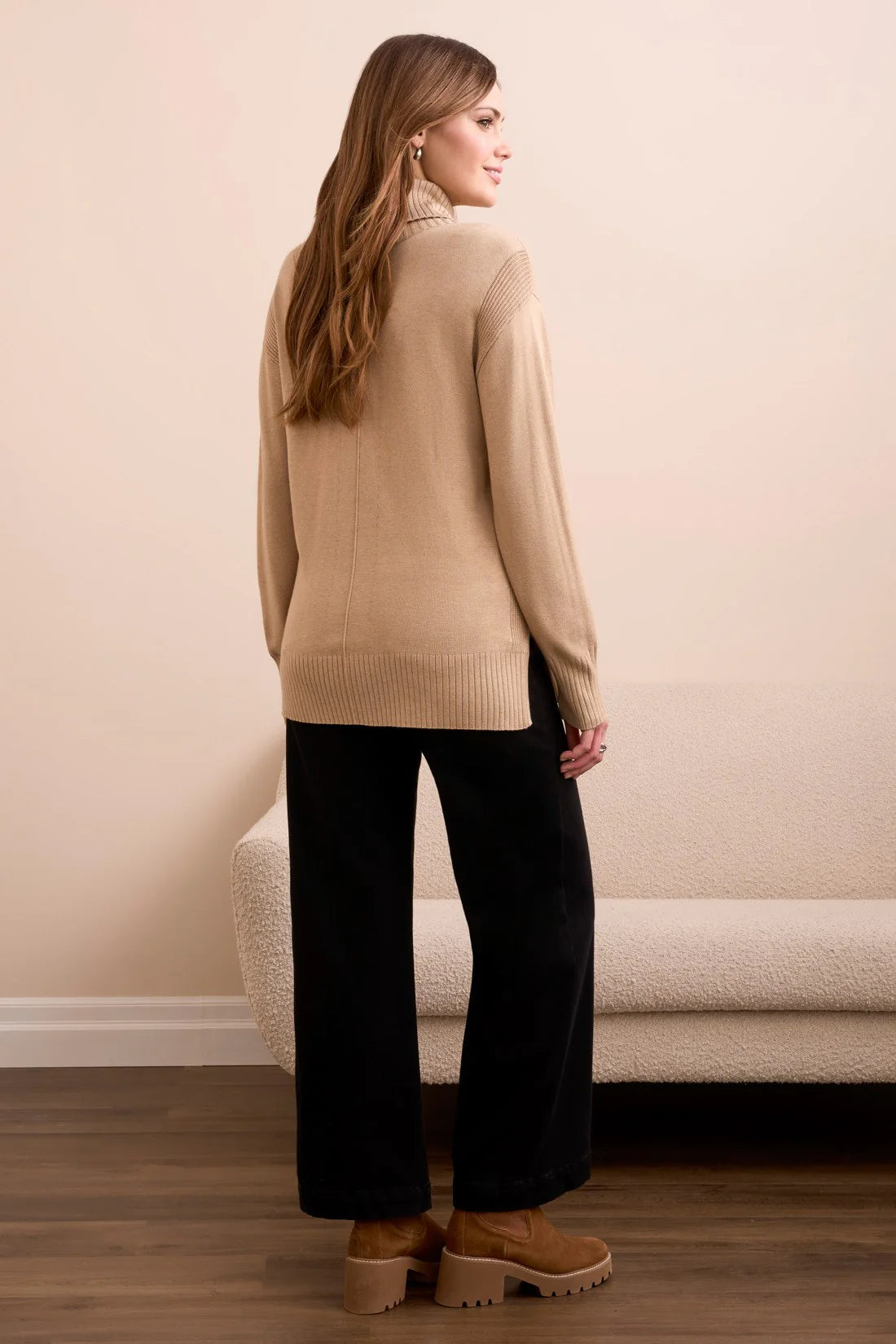 Drop Shoulder Turtle Neck Sweater
