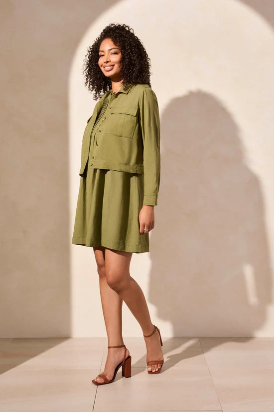 Linen Blend Button-Front Jacket