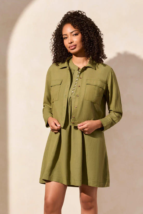 Linen Blend Button-Front Jacket