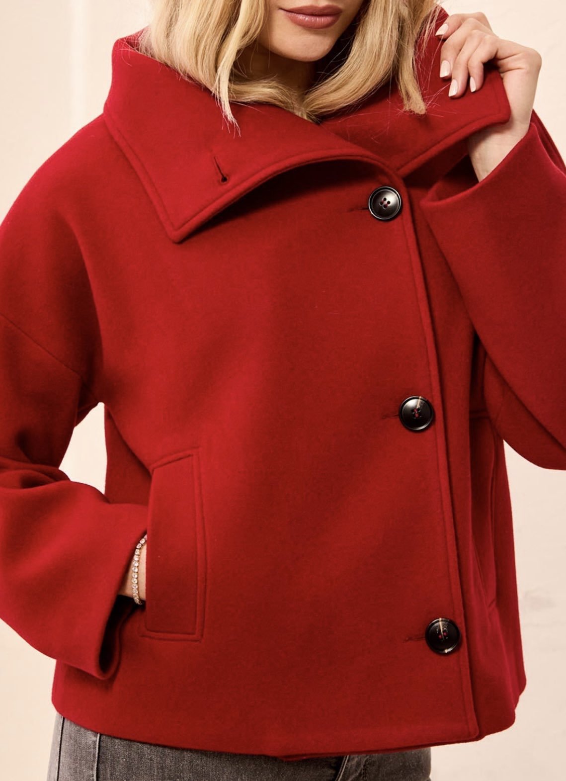 Tribal Lofty Chic Funnel Neck Jkt-pinot - OLIVIA'S