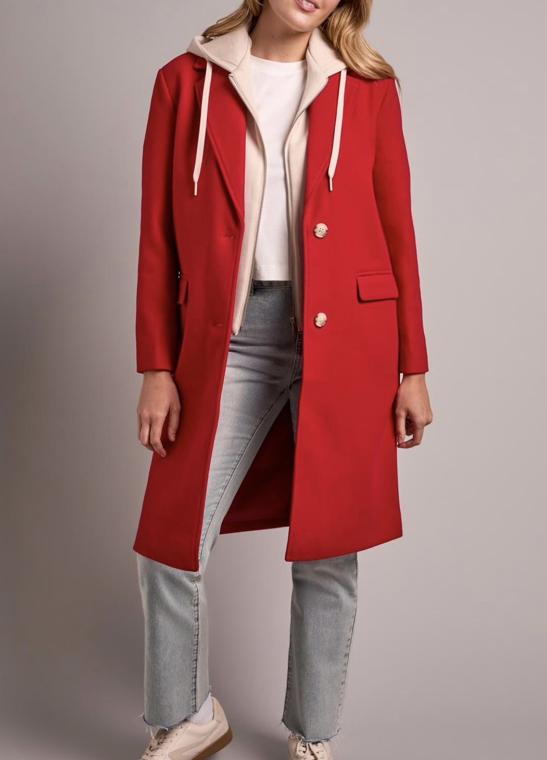 Tribal Lofty Chic Funnel Neckhoodie red -OLIVIA'S
