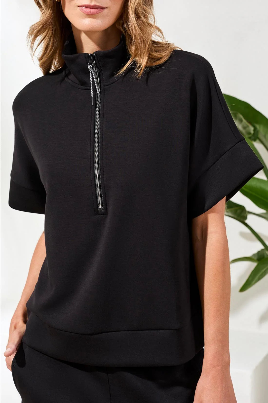 Techno Lux Mock Neck Zip Top