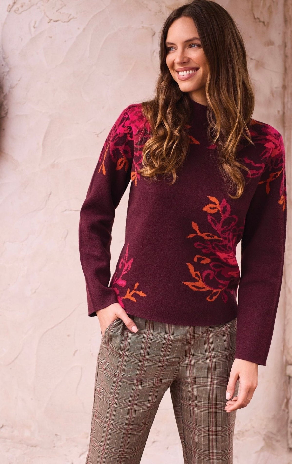 Tribal Women's Double Knit Funnel Neck Long Sleeve Sweater - OLIVIA'S