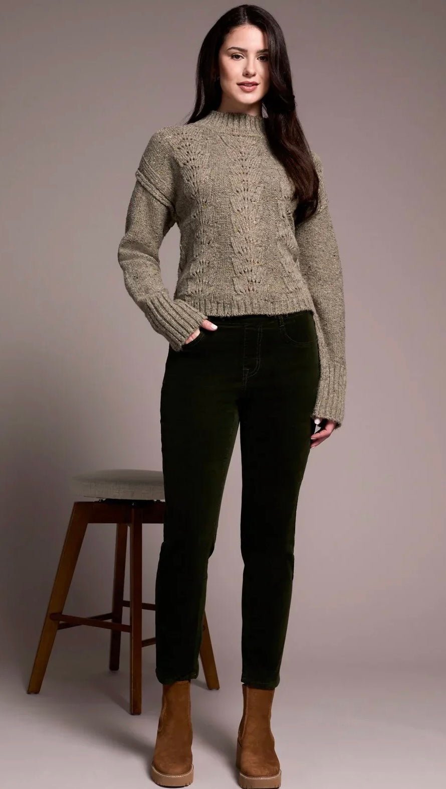 Tribal Women's Micro Cord Audrey Pull-On-Slim Ankle Pants - OLIVIA'S
